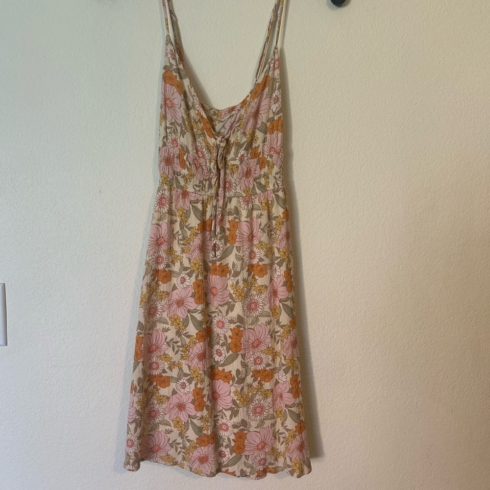 Be Cool Floral Sundress with Pink and Orange Flowers Medium Gauze